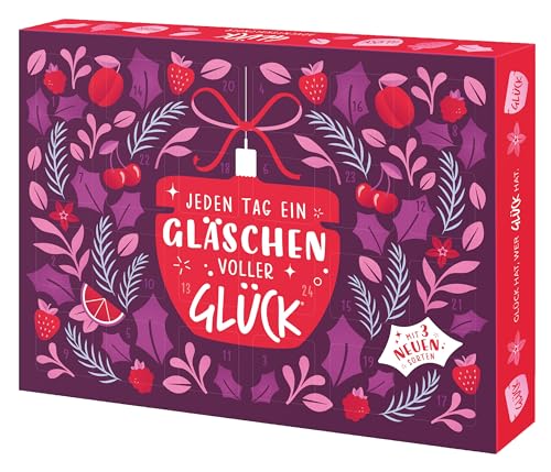 Glück Marmeladen Adventskalender – 24 Mini-Marmeladen & Honig – Feinkost Geschenkkalender für Frühstück & Geschenkidee – Handgemachter Adventskalender Deutschland
