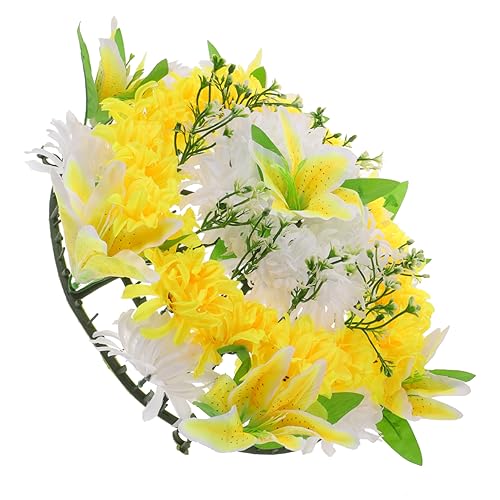 Amosfun Couronne Artificielle De Cimetière Guirlande De Deuil pour Cercueil Couronne Funéraire De Sacrifice Guirlande De Cimetière Commémorative