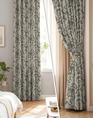 Image of Casableu Anthem Kelso Cotton Look Door Curtains Pack of 2-9 Feet Long Door, Printed Design, Room Darkening Curtains with Tiebacks, Eyelet Style for Bedroom & Living Room Decor (Zorba 9 feet)