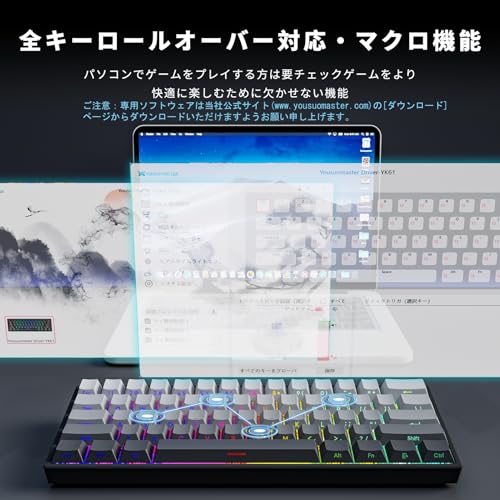 YOUSUOMASTER 磁気スイッチ ラピッドトリガー ゲーミングキーボード YK61 の商品画像 3