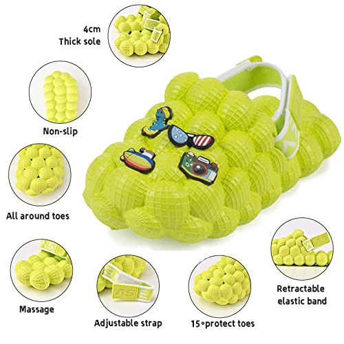 Bubble Slides for Kids,Golf Ball Slides Girls Sandals,Toddler Diy Unicorn Rainbow Charms Massage Slippers Adjustable Elastic Band Kids Sandals for Indoor Outdoor Non-Slip Thick Sole Shower Shoes4