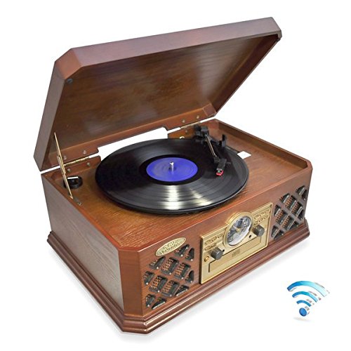 Bluetooth Compatible Classic Vintage Turntable - Retro Vinyl Wood Record Player Speaker System