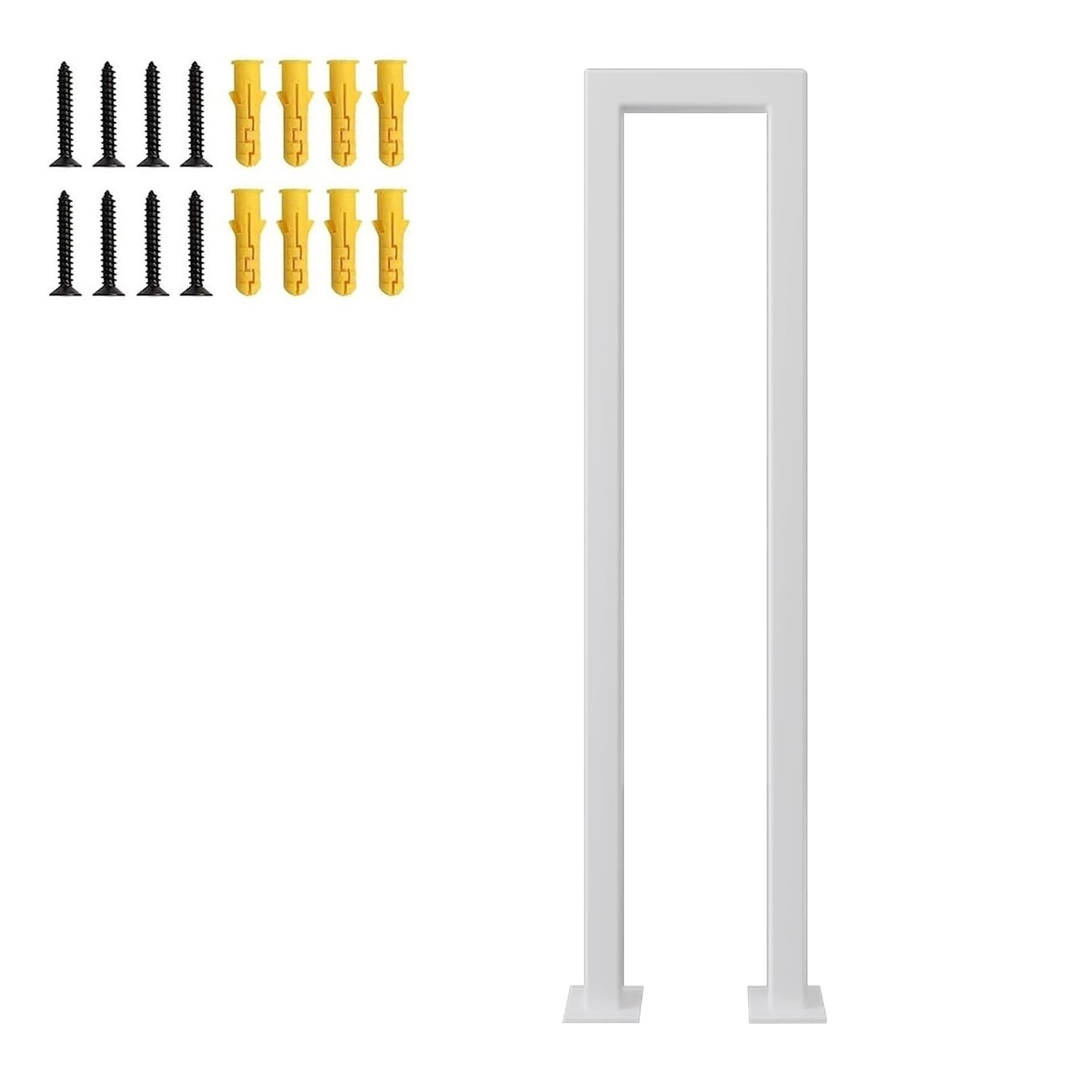 Renmlion One Color Floor Mount Banister Handrail For Stairs Indoor And Outdoor Grab Rail，35-100Cm Industrial Stair Railing Guardrail With Installation Kit，U-Shaped Safety Hand Rails，White(100Cm/39In)