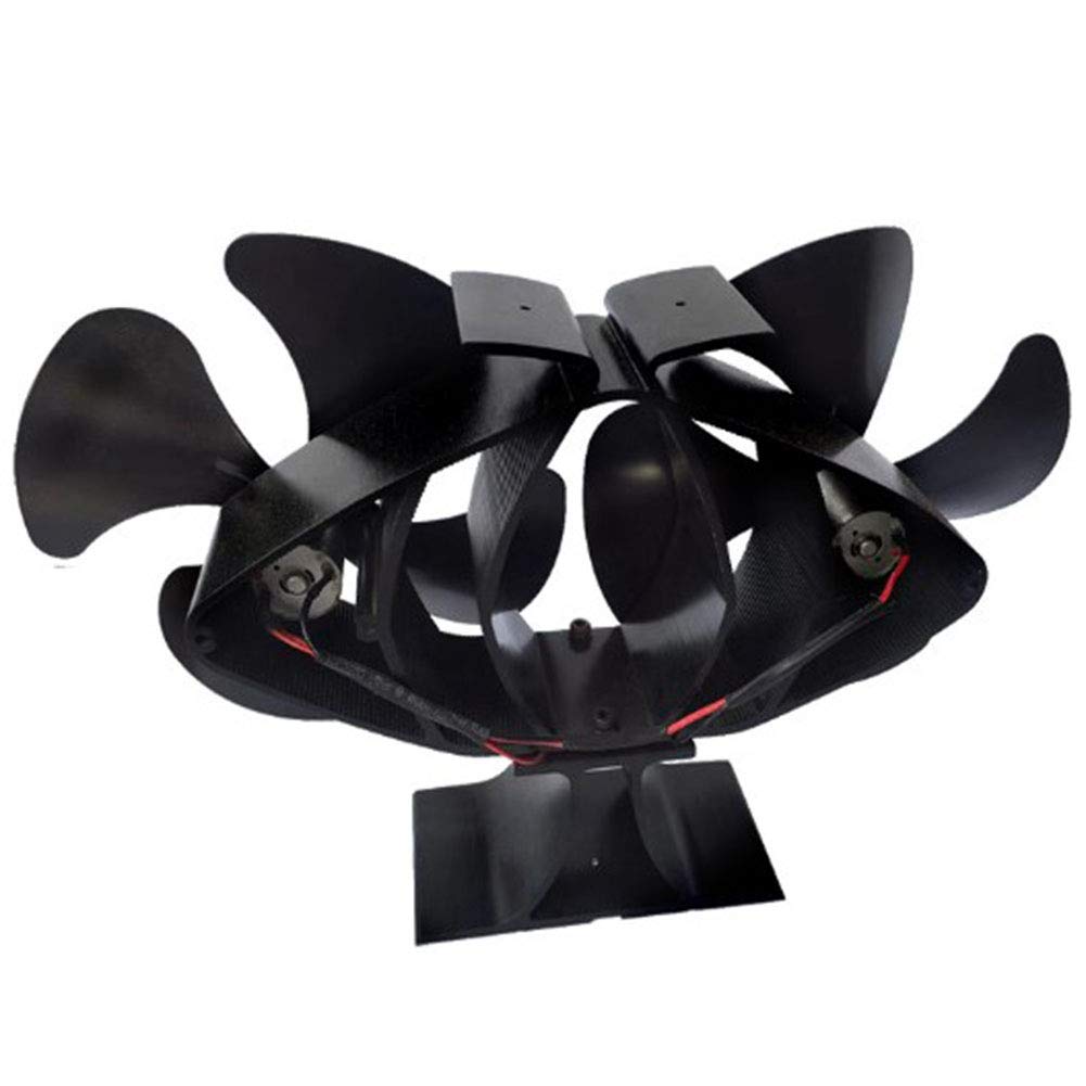 Ventilador de Estufa Alimentado Por Calor, Ventilador de Chimenea de 6 Palas Con Motor Doble,Funcionamiento Silencioso de Leña/Leña/Aumento de Chimenea,60-300 ° C