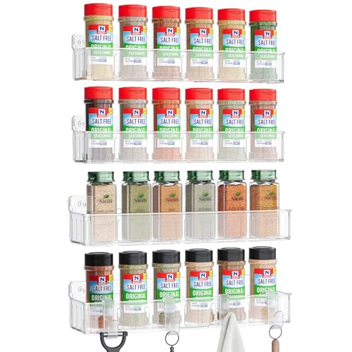 Image of Nieifi 3 Tier Spice Organizer Rack for Cabinet, Metal Kitchen Storage Shelf, Space Saving Spice Holder Stand, Multi-Purpose Bathroom & Office Organizer, Durable Black Plate Rack for Countertop