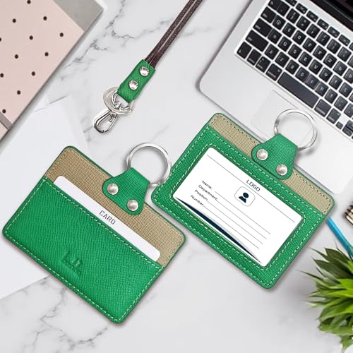 Porte-cartes d'identité en cuir vertical avec son cordon robuste à offrir - 2