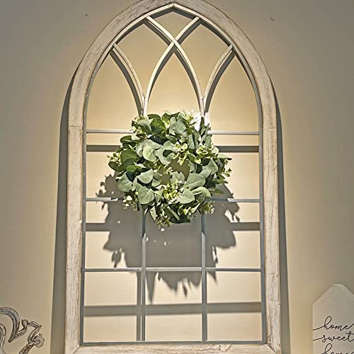Grbambi Artificial Eucalyptus Wreath 12Inch Fabric Eucalyptus Leave Wreath Round Green Wreath For Farmhouse Wall Window Decor #TOP2
