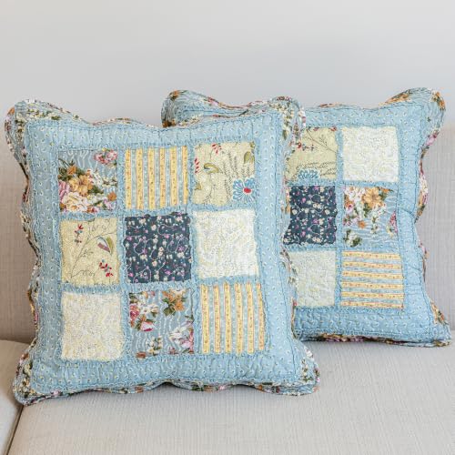 vctops Set of 2 Cotton Quilted Throw Pillow Covers (Patchwork S,18"x18")