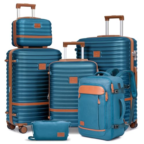 Joyway 5-Piece Expandable Hard Shell Luggage Set, Blue