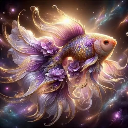 Kit Complet Diamond Painting Adultes DIY Carpe Koi 5D Strass Point de Croix