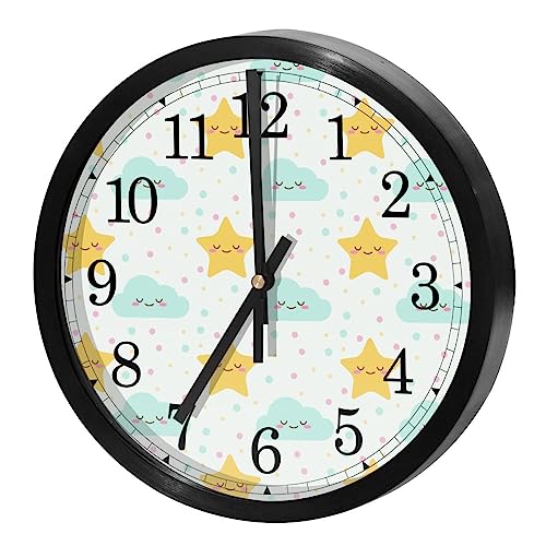 Horloge murale silencieuse à quartz de précision design étoiles pour chambre bébé
