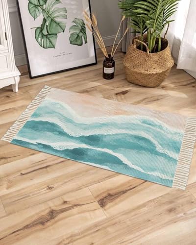 Tapete Boho Coastal Azul Verde 2x3 ft miniatura 4