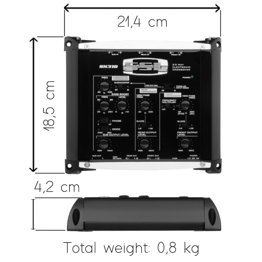 Kit Set para SOUNDSTORM SSL SX310 1 Crossover electrónico de 2/3 vías, Ecualizador, 3 Salidas Delanteras/traseras/subwoofer con Control Remoto de subwoofer Incluido, 1 Pieza