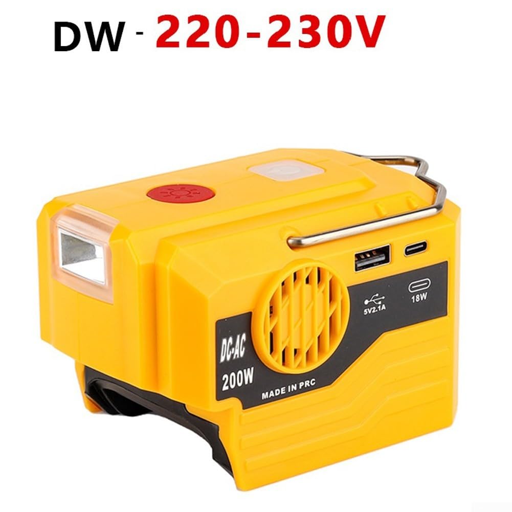 Generador inversor de potencia de 200 W para baterías Bosch de 18 V, fuente fiable de energía para actividades al aire libre (DW-220V)