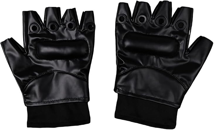 Leon Scott Kennedy Cosplay Gloves Black Half Finger PU Leather Gloves RE Costume Accessory Fingerless Punk Props