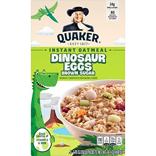 Image of Quaker, Instant Oatmeal, Dinosaur Eggs Brown Sugar,1.76 (Pack of 16), 14.1 Oz