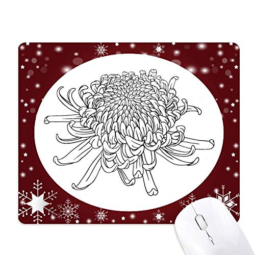 Tapis de souris motif fleur de chrysanthème et silhouette flocon de neige