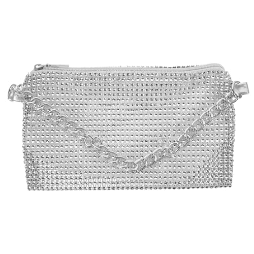 BESTOMZ Bolso Vintage para Dama con Cadena, Bolso de Hombro Multi-funcional de Pu Plata con Diseño Delicado para Travel y Party