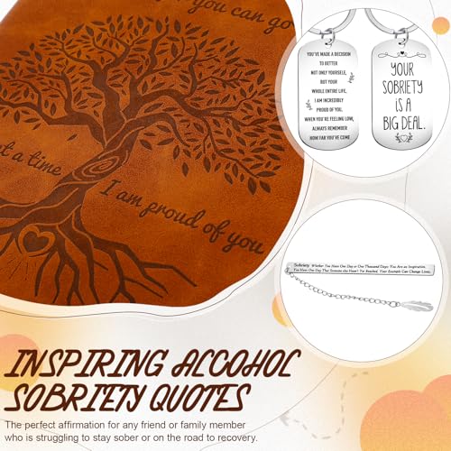 marspark 7 pcs sobriety gifts for men women addiction recovery sober anniversary present set alcoholics anonymous gifts include notebook pen candle mug keychain greeting card bookmark