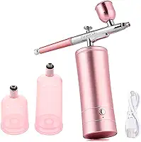 Kit Aerógrafo Portátil Recarregável ROSA 30 PSI com Compressor e Copos de Tinta – Ideal para Confeitaria, Maquiagem, Pintura e Decoração