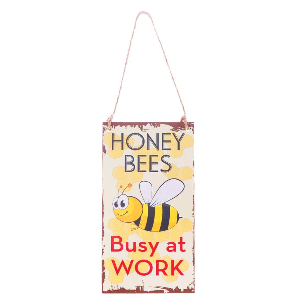 LIOOBO Honey Bees Busy at Work Novelty Funny Wood Sign Garden Decorative Plaque Hanging Sign Board