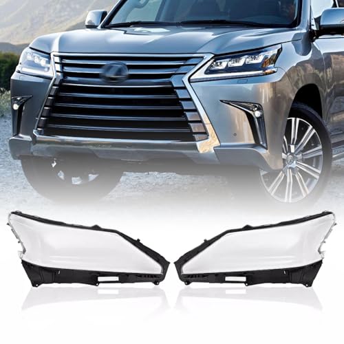 XIJIE Front Replaces Headlights Lens Cover for 2016 2017 2018 2019 Lexus LX570 Headlight Lens Covers Clear Black Housing Clear Lens Driver's Left Side and Passenger's Right Side LH+RH
