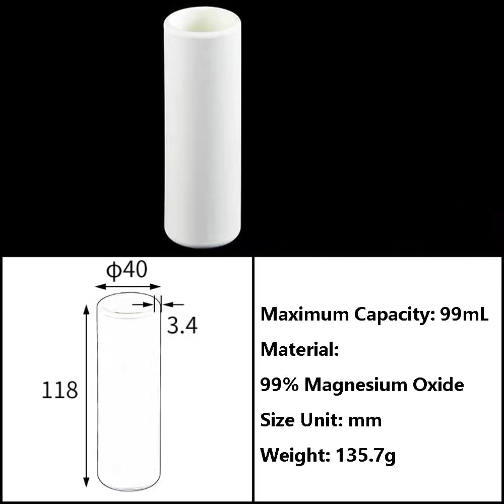 1 STÜCK Hochtemperatur-Magnesia-Tiegel, zylindrisch – MgO-Keramik-Porzellan-Schiffchen for den Laborgebrauch(40 * 118mm (99mL))