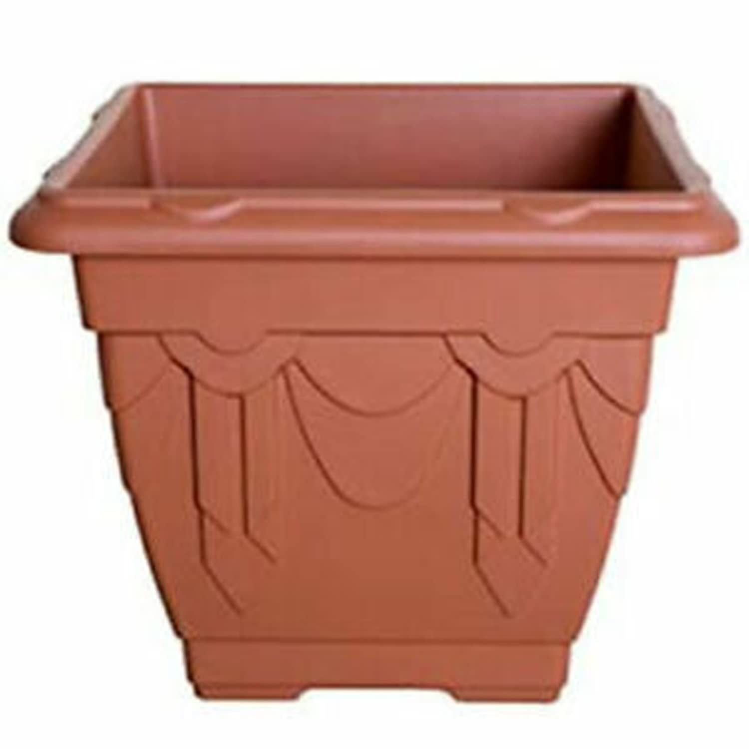 Pride Home & Garden PHG Antique Square Indoor Outdoor Plastic Planter Pot | Venetian Style | Large Set | Herb| Barrel | Over Fence | 30 metres (Single Pack, Terracotta)
