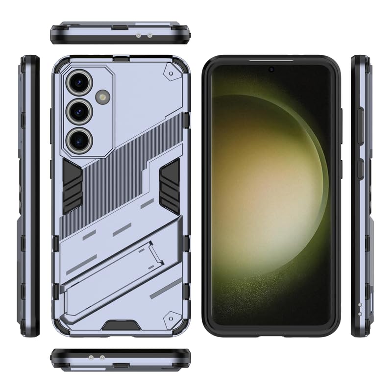 Image of Casodon Rugged Hard Back Case Cover for Samsung Galaxy S24 FE - Military-Grade Armor with Screen & Camera Guard, Dual-Layer Shockproof Design, Raised Edges, and Built-in Kickstand - Space Gray