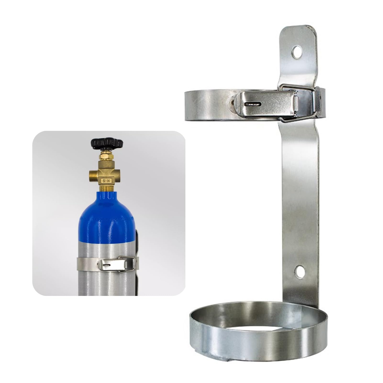 GHHVFEC Oxygen cylinder rack,Stainless Steel Oxygen Tank Holder - Durable Cylinder Rack for Emergency Vehicles, Fits 14.5cm Tanks, Ideal for Extinguishers & Nitrous Tanks, Secure Bracket S