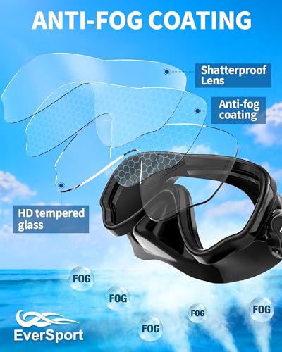 Set de Snorkel para Adultos EverSport con Máscara de Vista Panorámica 180° y Tubo Seco Antifugas miniatura 3