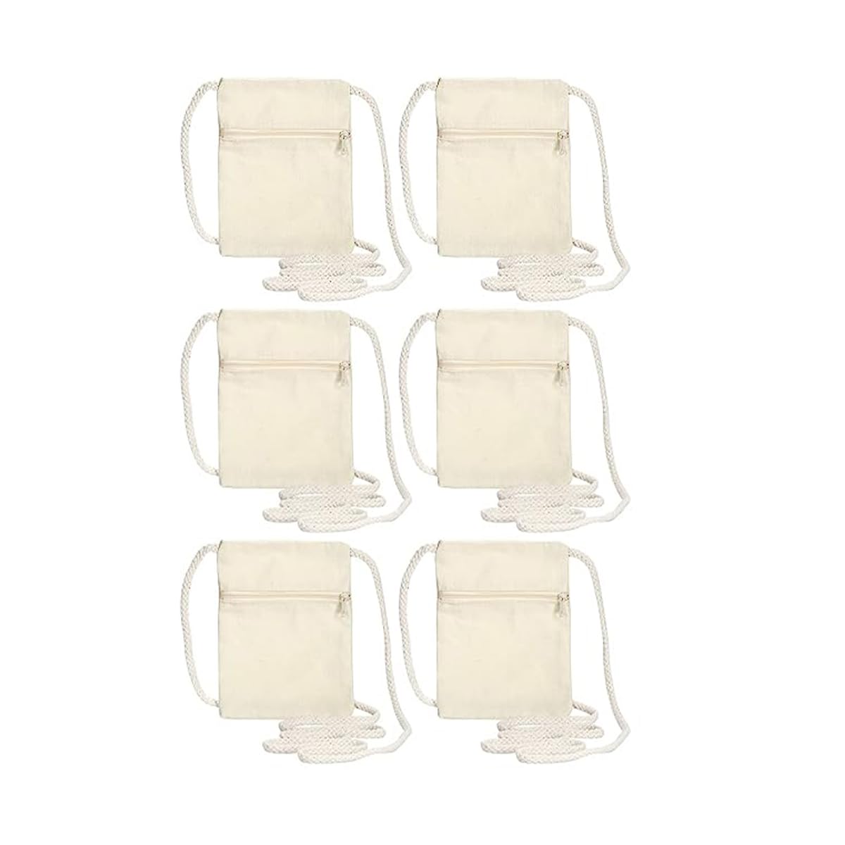 ANCLLO 6 stuks stoffen tassen voor kinderen 18 x 16 cm stoffen tassen om te schilderen voor kinderen beige doe-het-zelf schoudertas nektas voor kinderen om te versieren beige