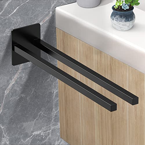 Handtuchhalter Ohne Bohren Zweiarmig, Edelstahl Handtuchstange Selbstklebender, Doppelt Hantuchhalterung 39cm für Badzimmer, Schwarz