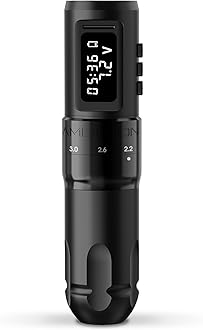 MARS-U Wireless Tattoo Machine with Adjustable Stroke - Rotary Cartridge Tattoo Machine Pen with 1800mAh Power Coreless Motor Digital LED Display for Professional Tattoo Artist Black