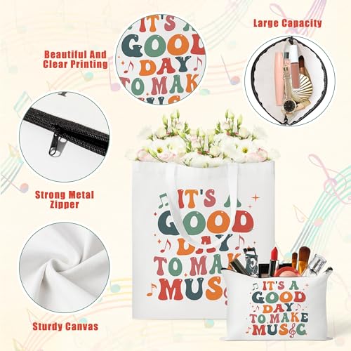 Image of Y1tvei Canvas Bags Gifts, Tote Bag with Makeup Pouch, Birthday Party Favors