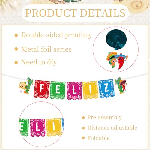 Image of Rakuto Mexican Birthday Party Decorations - 10PCS Mexican Party Decorations Feliz Cumpleanos Banner Hanging Swirls Decoration Fiesta Themed Dia De Los Muertos Cinco De Mayo Birthday Decor Supplies