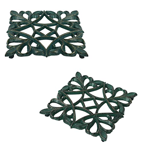 DreamsEden Set of 2 Cast Iron Trivet, 6 Inch Small Decorative Metal Trivets for Hot Dishes and Pans