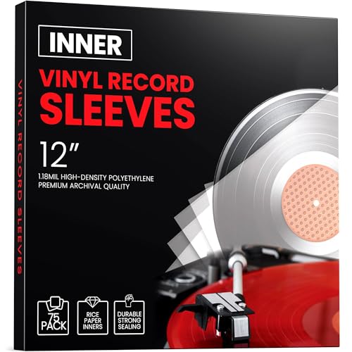 75 Pack Vinyl Inner Sleeves – 12-inch Record Sleeve – 1.18mil Thick Rice Paper Vinyl Record Storage Inner Sleeves - image 1