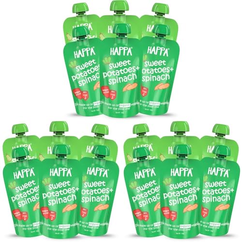 Image of Happa Organic Baby Food Puree | 100% Fruits | No Added Sugar, No Milk Powder, No Preservatives | Stage 3 (8 M+) | Ready to Eat | Free from Common Allergens | Pack of 18 (100g Each)