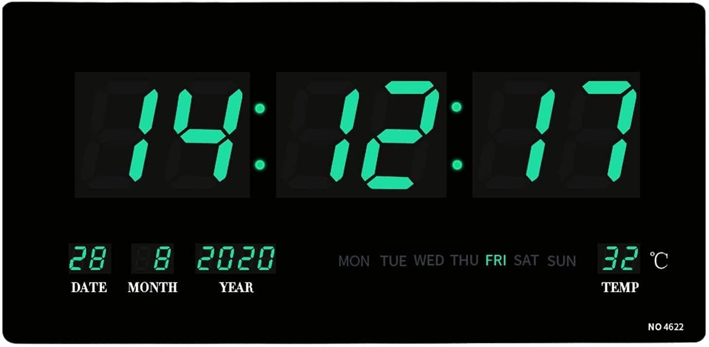 Large Digital Wall Clock,18.5” Large Oversized LED Wall Clock Indoor