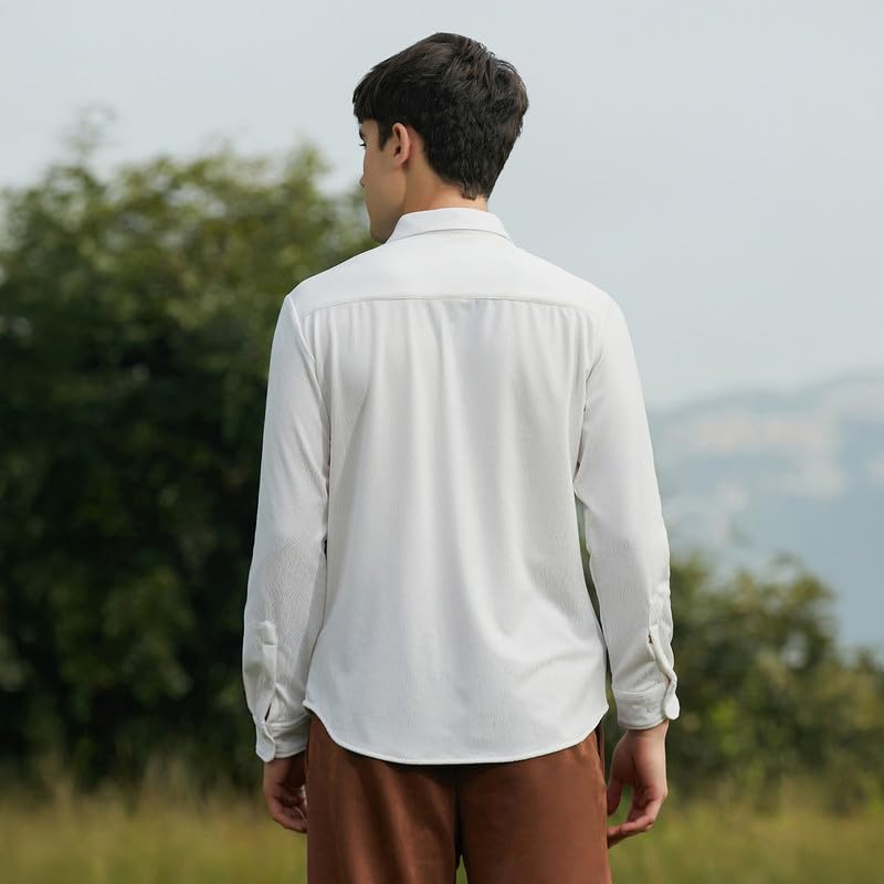Image of CAHOOT Men's Shirt for Casual Wear | Spread Collar | Long Cuffed Sleeves | Button Closure | Shirt Crafted with Comfort Fit for Everyday Wear