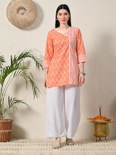 Image of feranoid White Chicken Embroidred Cotton Regular Fit Palazzo