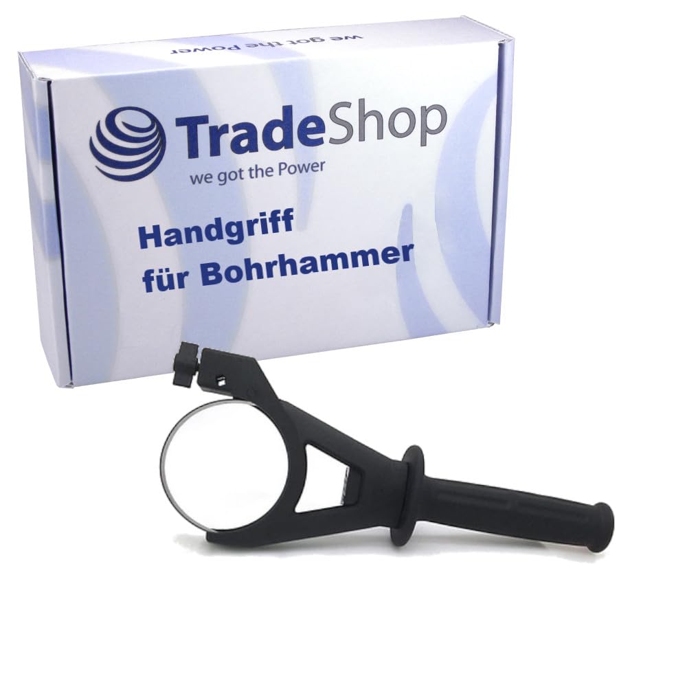 Trade-Shop Mango adicional/empuñadura/mango lateral para martillo perforador, taladro, lijadora/cuello ajustable de 75 mm – 87 mm de diámetro