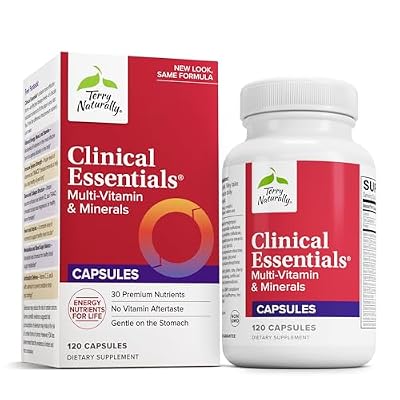 Terry Naturally Clinical Essentials - Supplement to Aid Bone, Cardiovascular & Immune Health - Supplement with Chelated Minerals - Supplement with B-Vitamins & Vitamin C - 120 Capsules