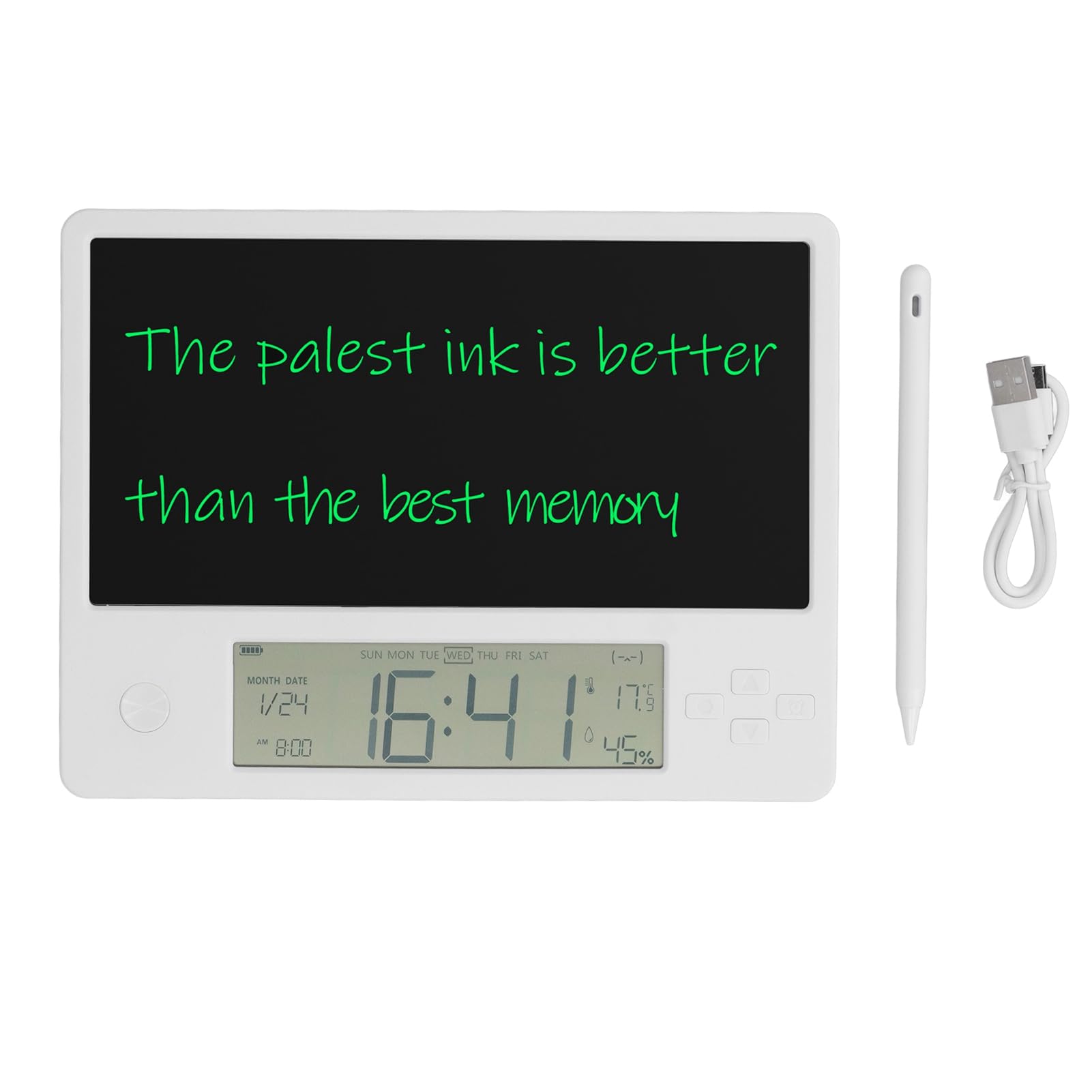 Electronic Digital Planner Tablet Calendar with Pen and Time & Day & Temperature & Humidity Display for Office Student Home Work