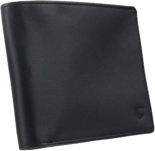 Silent Pocket Cartera de cuero negro con bloqueo RFID para hombre, ideal para viajes, asegura tu información, Negro azabache, Talla única, Cartera
