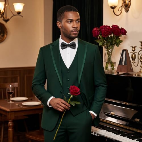 WEEN CHARM Men's 3 Piece Suit One Button Blazer Jacket Vest Pants Set Slim Fit Formal Wedding Business Tuxedo Suits - Image 3