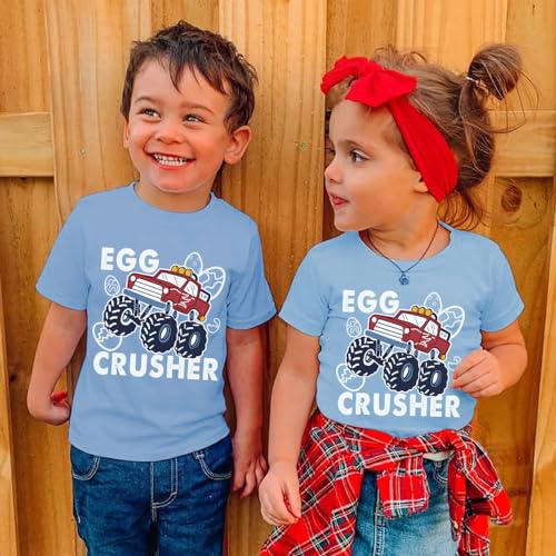 DDSOL Easter Bunny Shirt for Toddler Boys Girls Eggs Hunts Tractor T-Shirts Kids Eggs-cavator Tees2