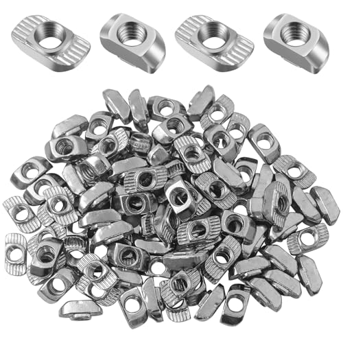 Hevysuo 100 Piezas Tuercas de Cabeza de Martillo, M6, Acero al Carbono, Tuercas en T, para Perfiles de Extrusión de Aluminio Estándar Europeo, 30 Series