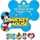 GoTags Mickey Mouse and Minnie Mouse Pet ID Tags, Disney Dog Tags for Dogs and Cats, Personalized Engraved with up to 4 Lines of Custom Text